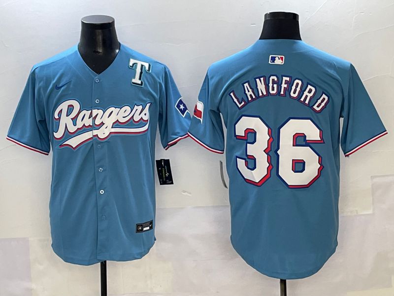 Men 2025 Texas Rangers #36 Langford Light Blue Game Nike MLB Jersey style 7->texas rangers->MLB Jersey